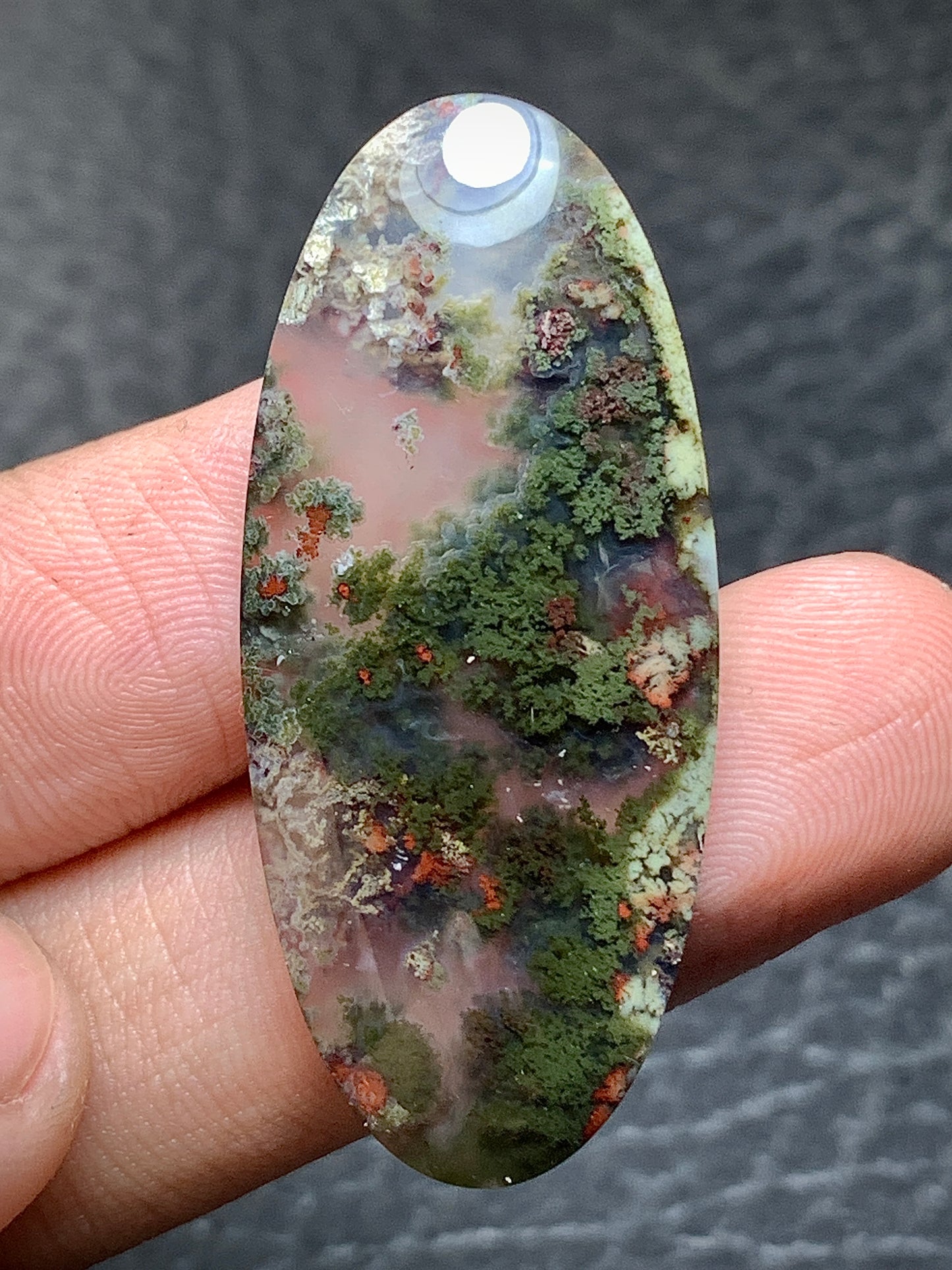 Scenic Moss Agate Oval Cabochon 41x18x6mm