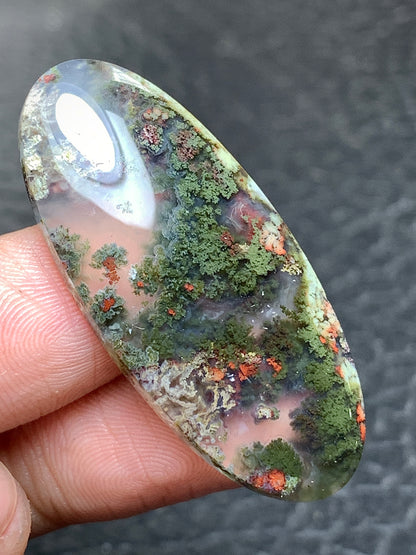 Scenic Moss Agate Oval Cabochon 41x18x6mm