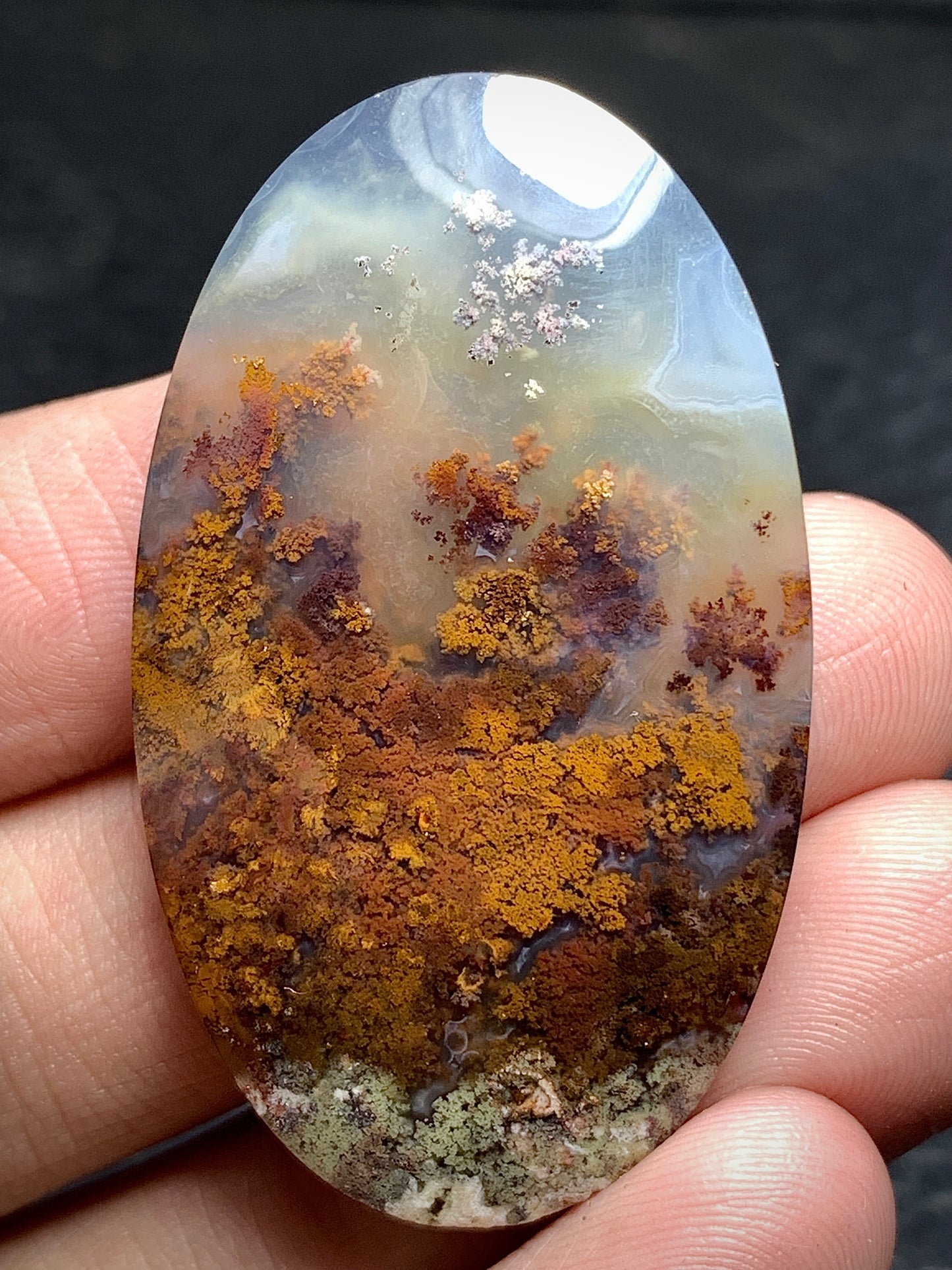 Scenic Moss Agate Oval Cabochon 43x25.5x6mm