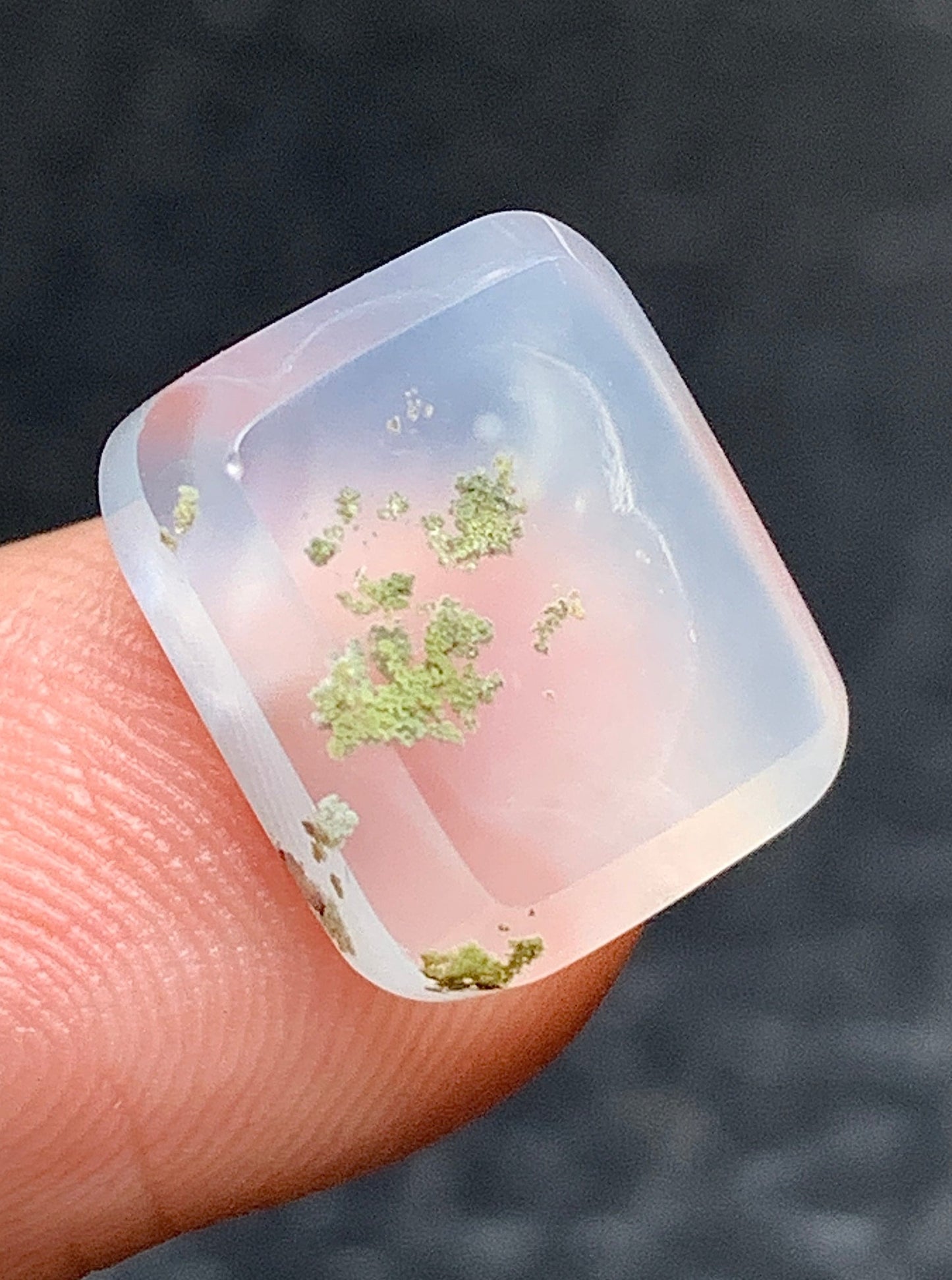 Tiny Scenic Moss Agate Rectangle Cabochon 12x10x4mm