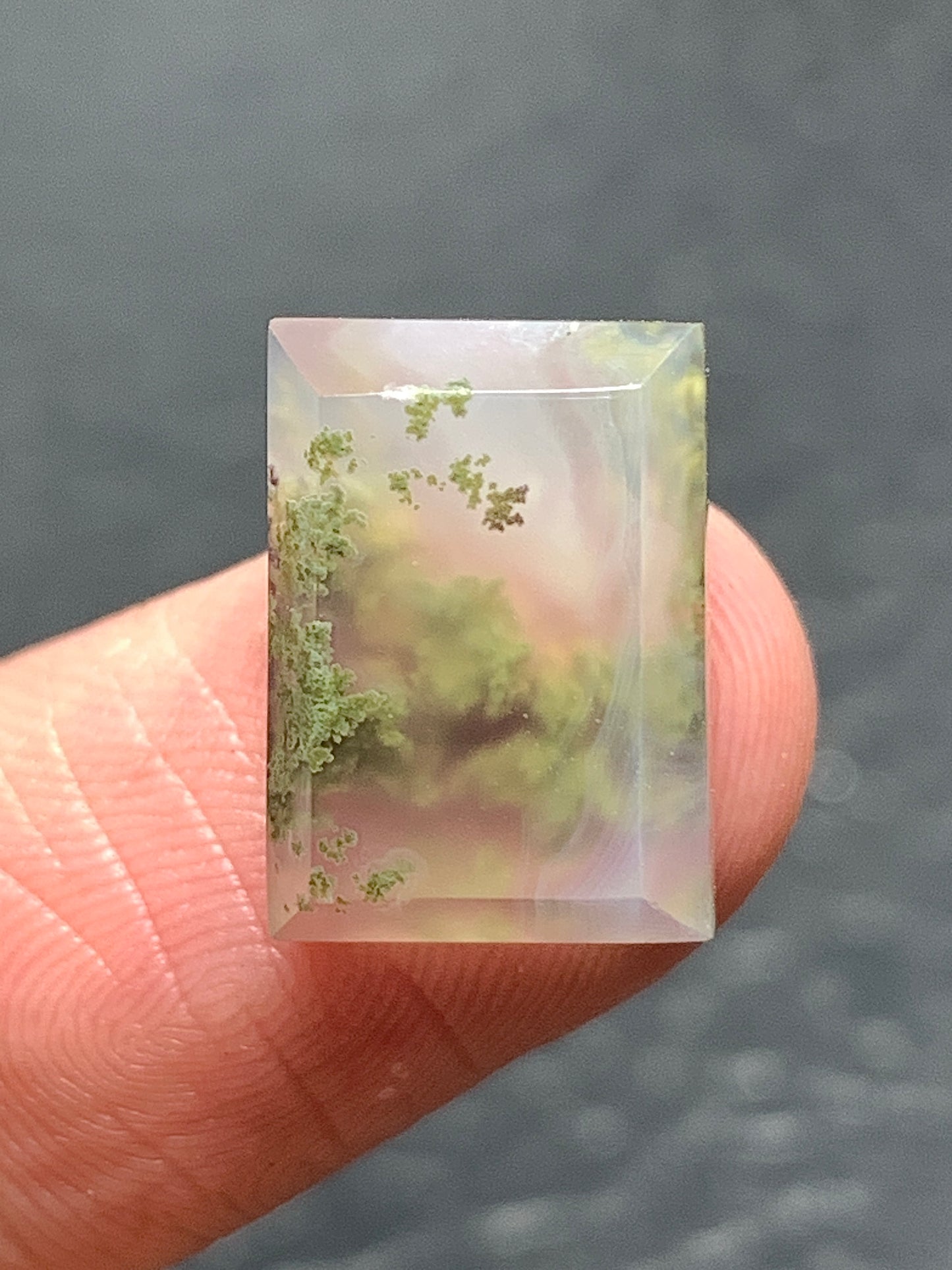 Tiny Scenic Moss Agate Rectangle Cabochon 13.2x9.7x5mm