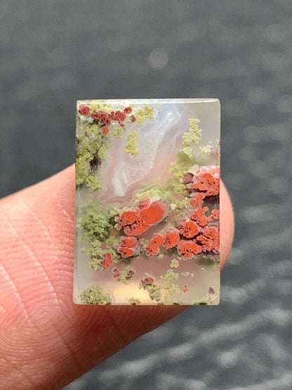 Tiny Scenic Moss Agate Rectangle Cabochon 13.2x9.7x5mm