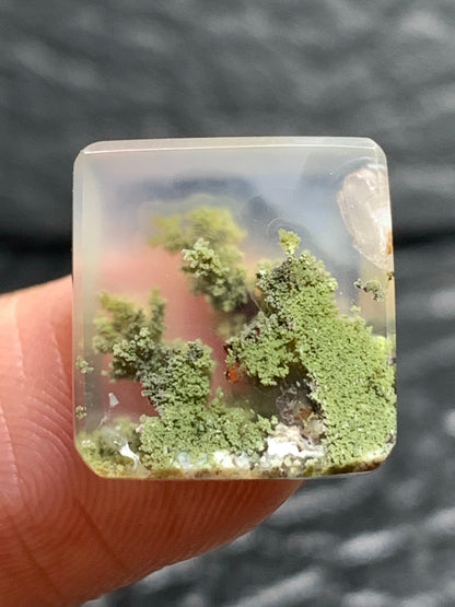 Tiny Scenic Moss Agate Square Cabochon 13.5x13x4.8mm