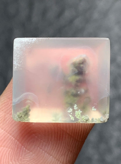 Tiny Scenic Moss Agate Rectangle Cabochon 13x11x4.5mm