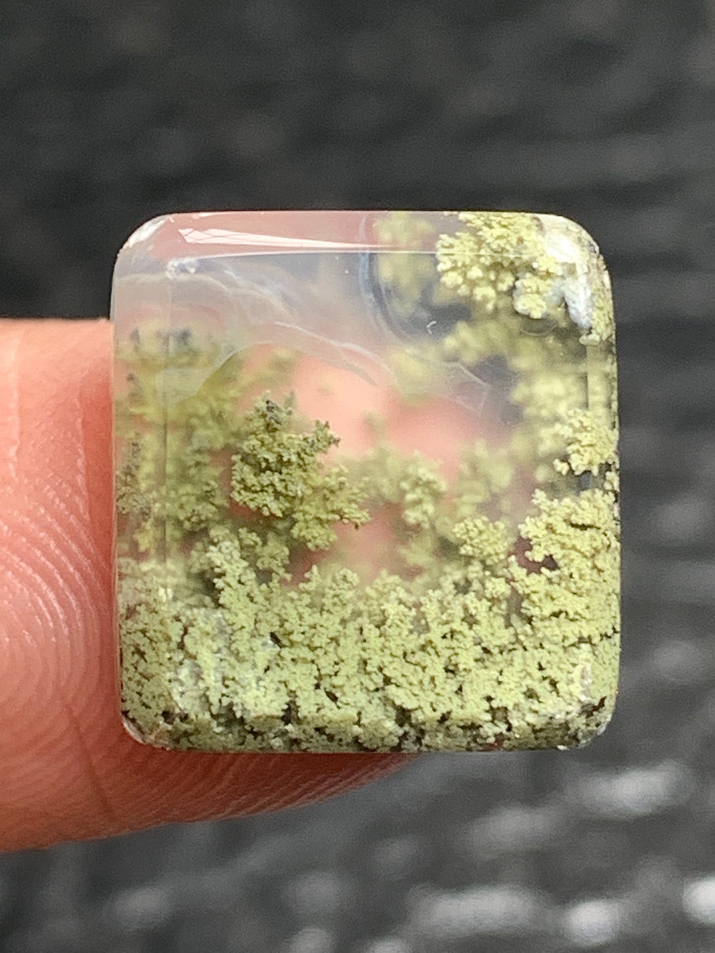 Tiny Scenic Moss Agate Rectangle Cabochon 13x12x3.5mm