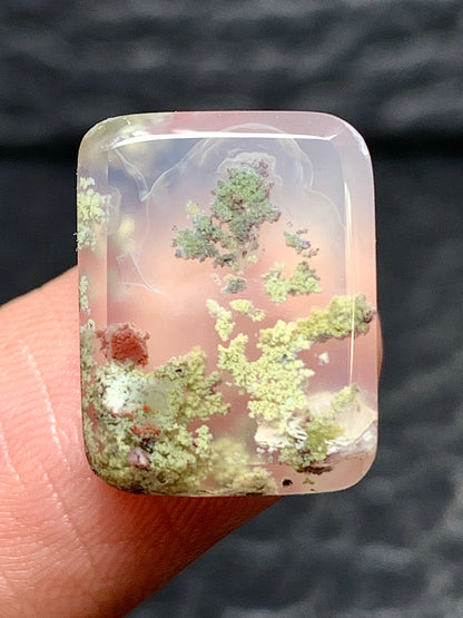 Tiny Scenic Moss Agate Rectangle Cabochon 15x12x5mm