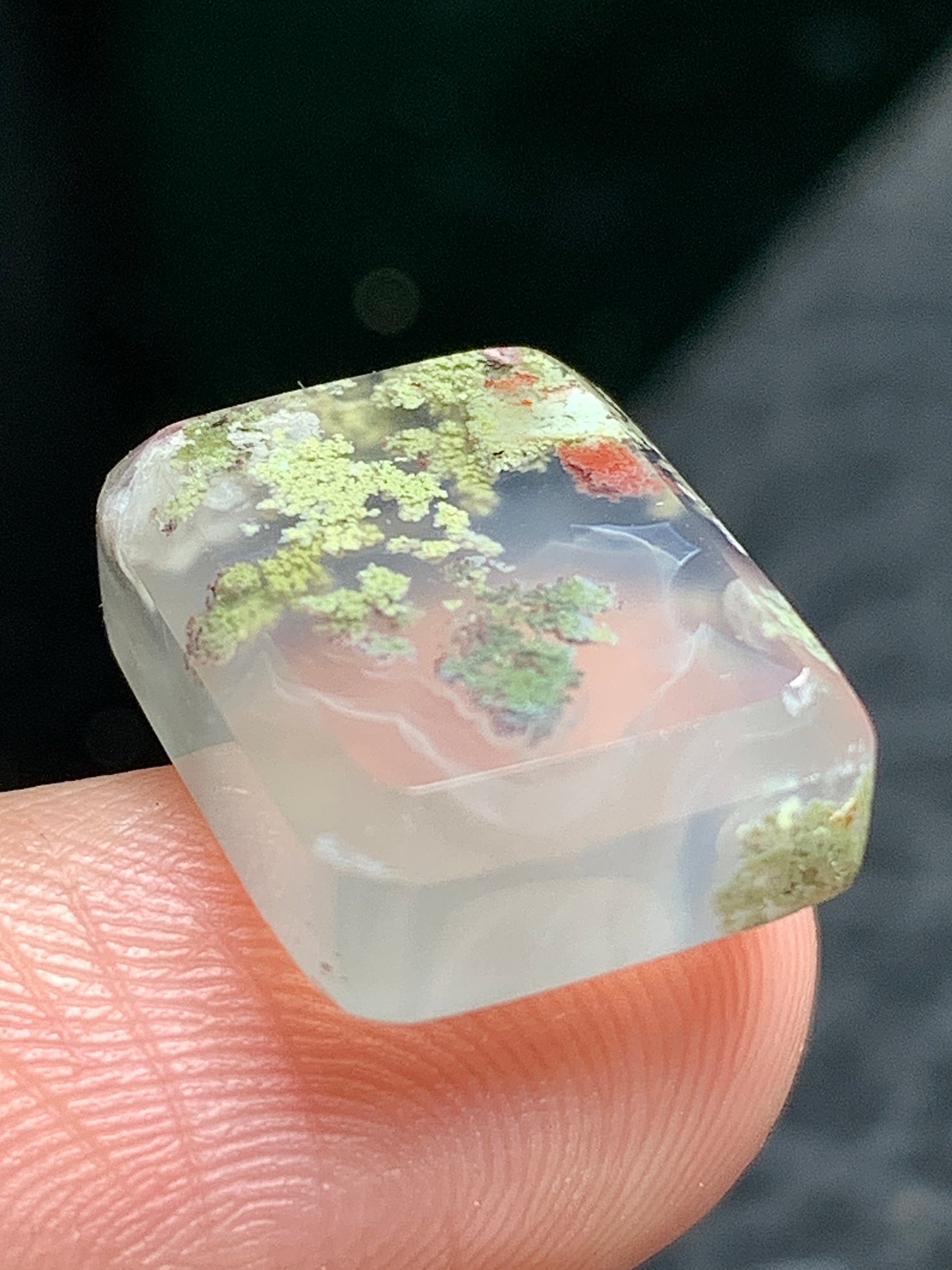 Tiny Scenic Moss Agate Rectangle Cabochon 15x12x5mm