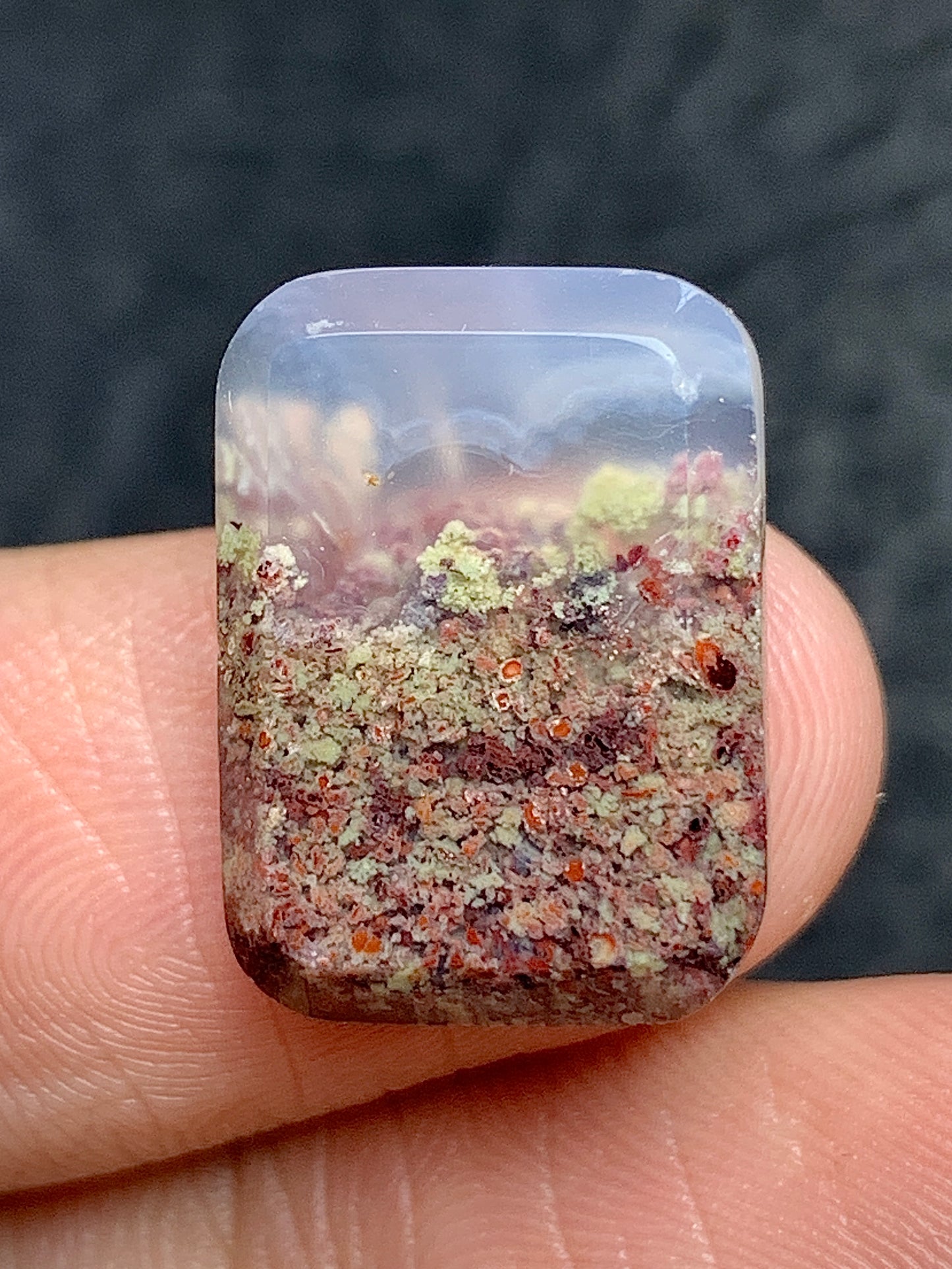 Tiny Scenic Moss Agate Rectangle Cabochon 16.5x12x4mm