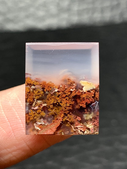 Tiny Scenic Moss Agate Rectangle Cabochon 16.5x13x5mm