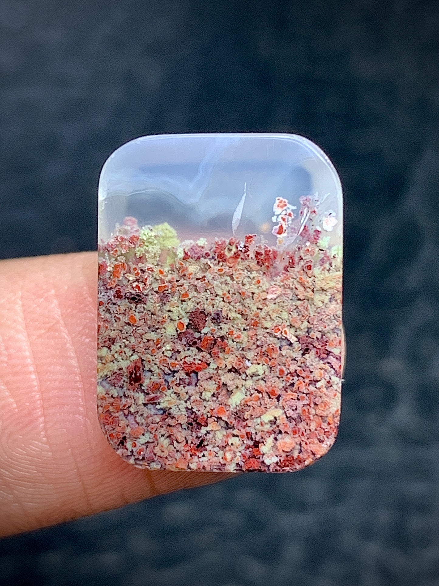 Tiny Scenic Moss Agate Rectangle Cabochon 16.5x12x4mm