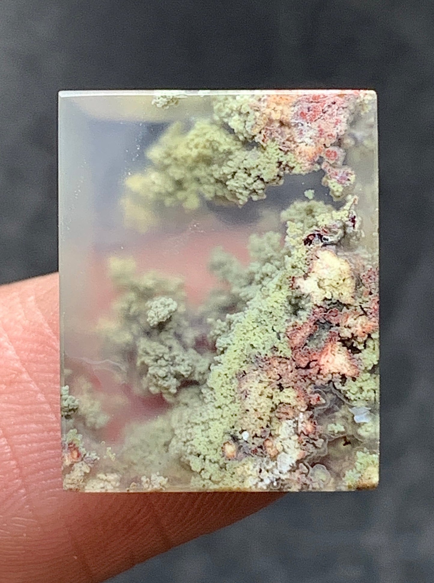 Tiny Scenic Moss Agate Rectangle Cabochon 16.6x13x4mm