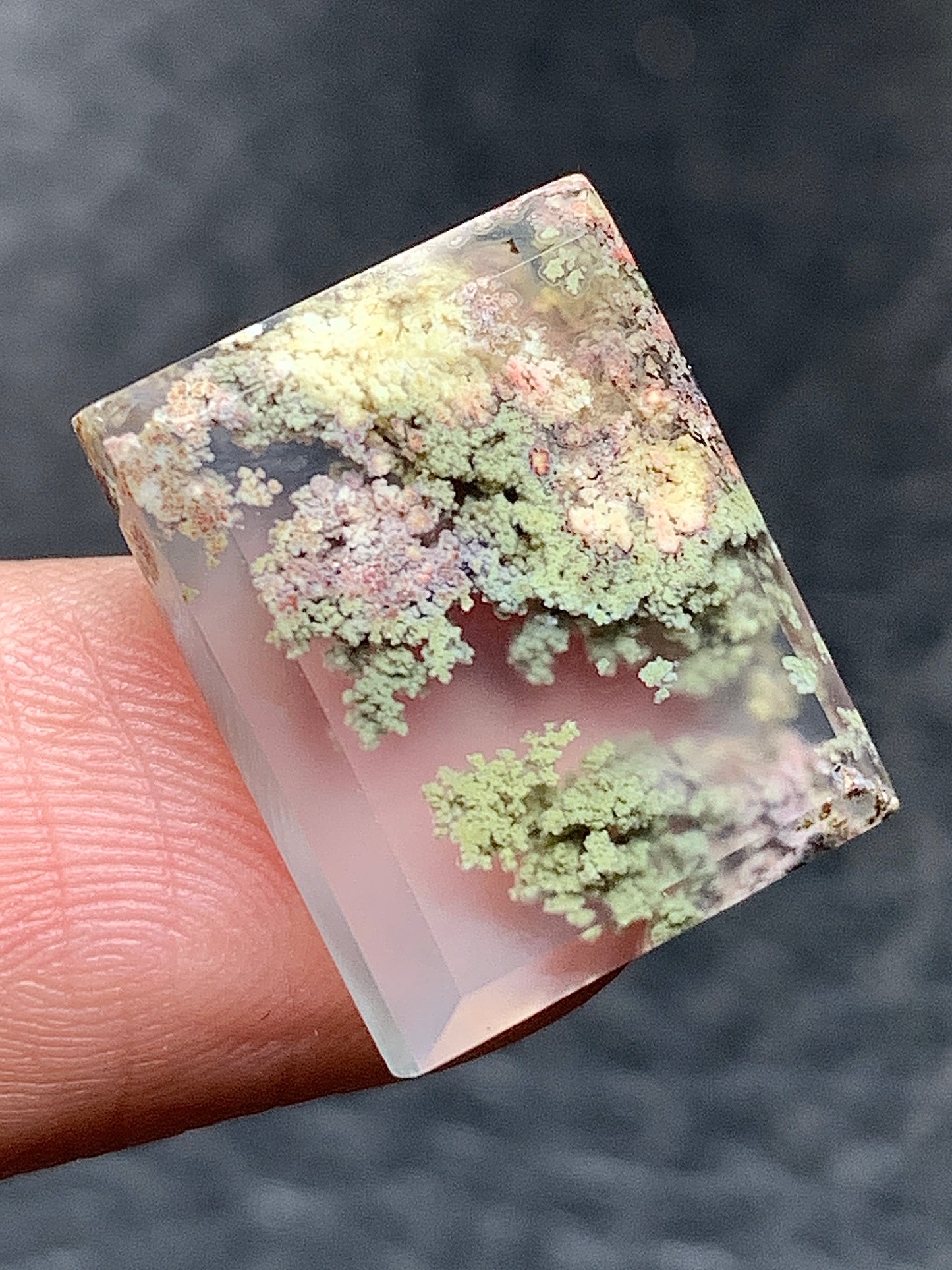 Tiny Scenic Moss Agate Rectangle Cabochon 16.6x13x4mm