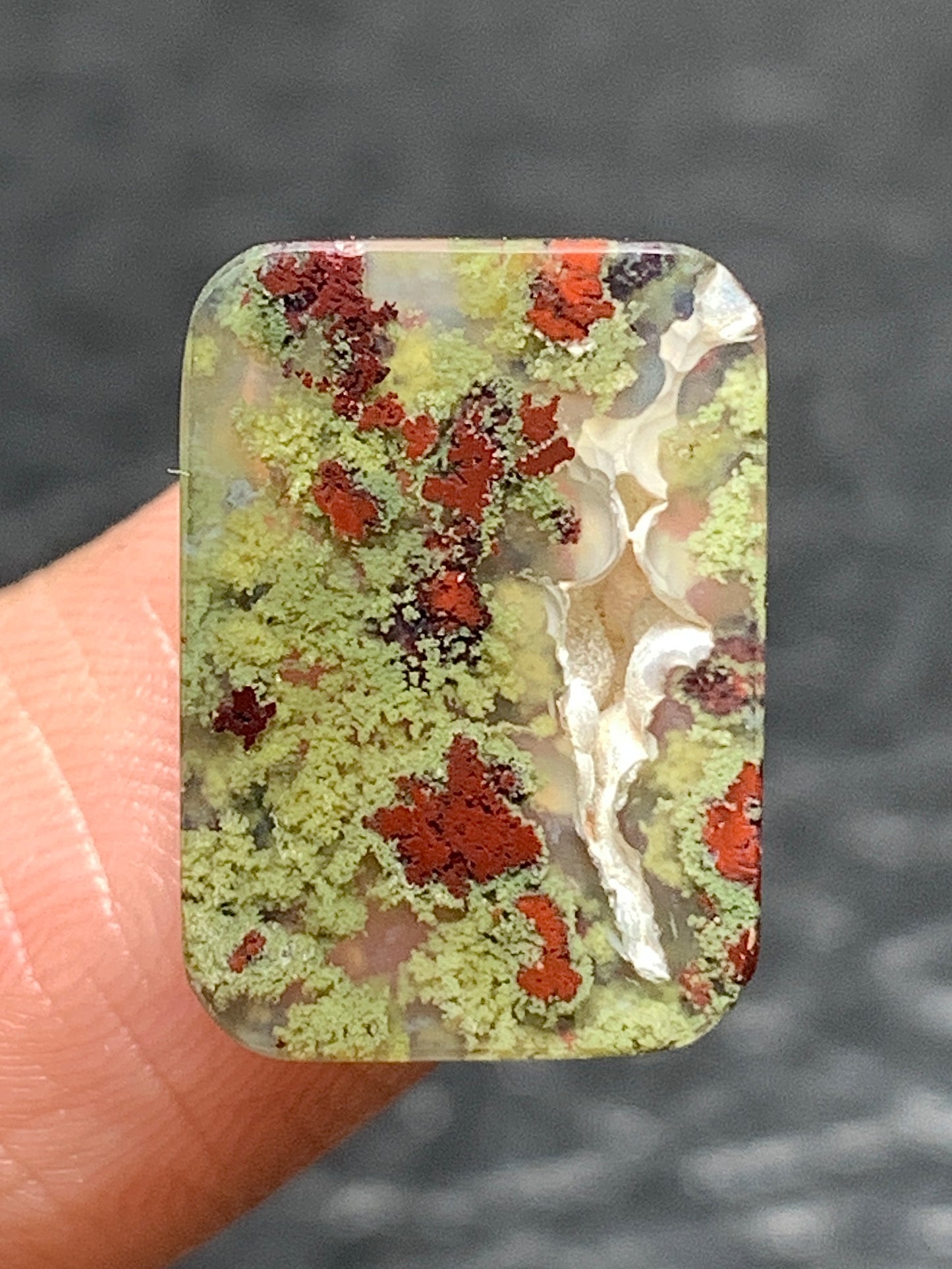 Tiny Natural Moss Agate Rectangle Cabochon 16x11.5x4mm