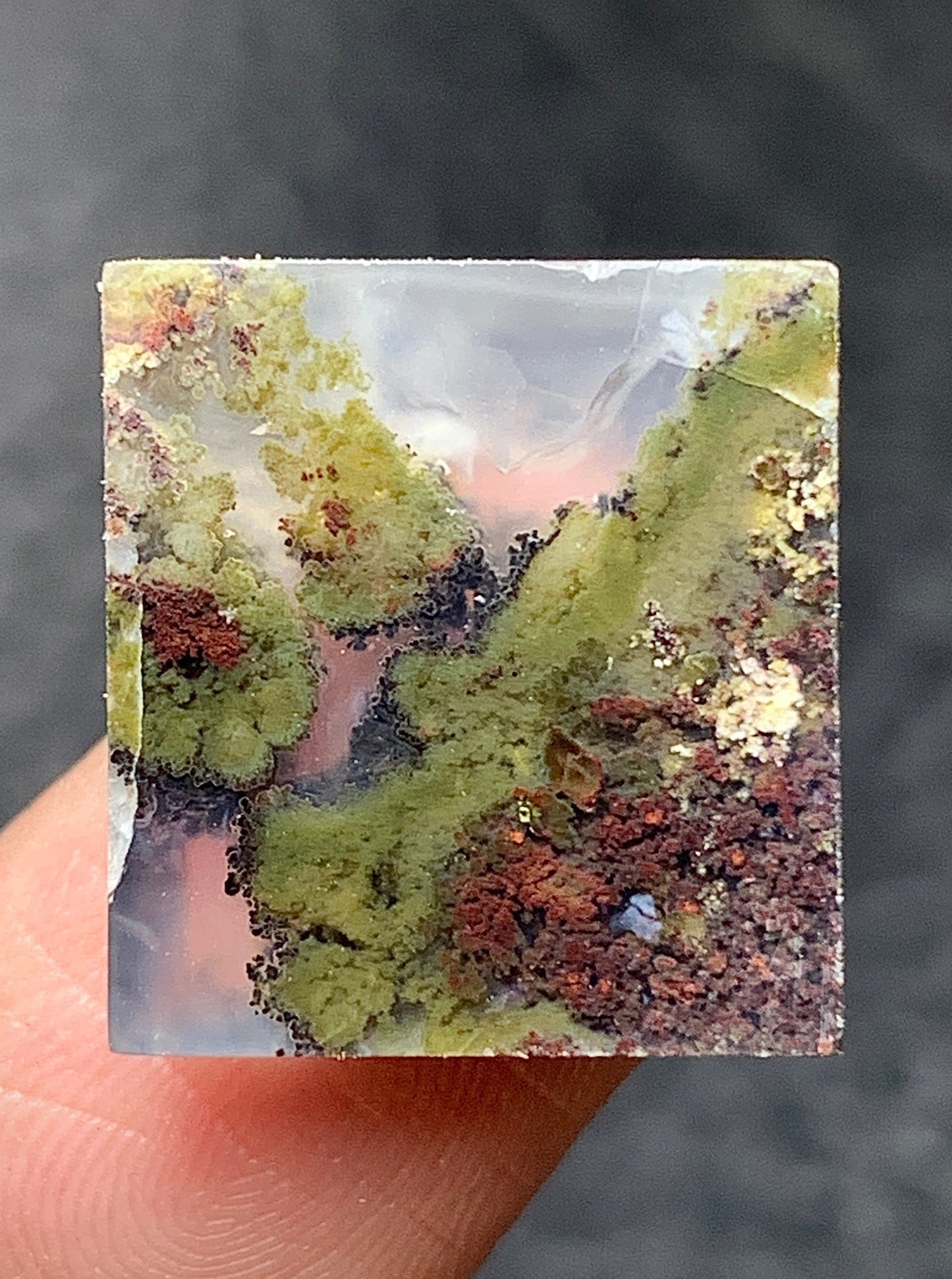 Tiny Scenic Moss Agate Rectangle Cabochon 16x15x4mm