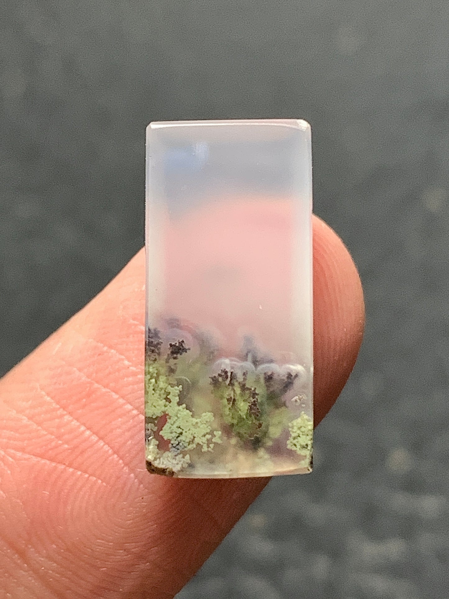 Tiny Scenic Moss Agate Rectangle Cabochon 17.5x8x4.2mm