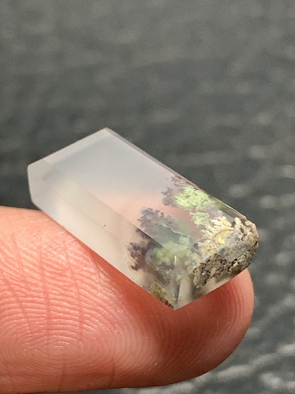 Tiny Scenic Moss Agate Rectangle Cabochon 17.5x8x4.2mm