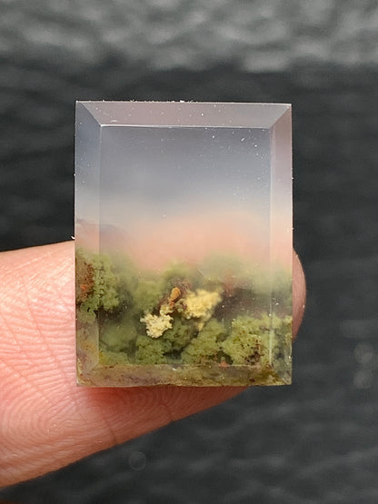 Tiny Scenic Moss Agate Rectangle Cabochon 17x13x5mm