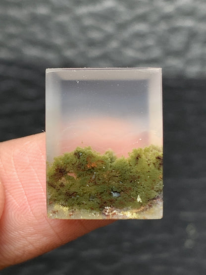 Tiny Scenic Moss Agate Rectangle Cabochon 17x13x5mm