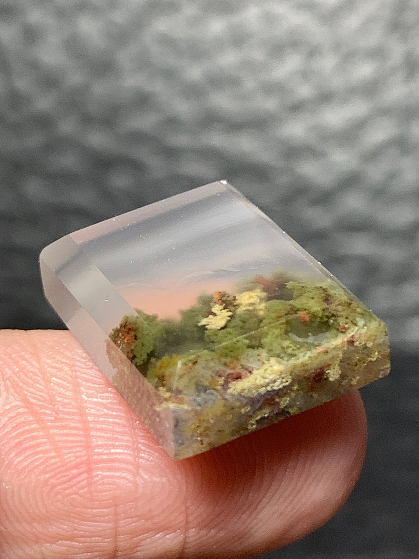 Tiny Scenic Moss Agate Rectangle Cabochon 17x13x5mm