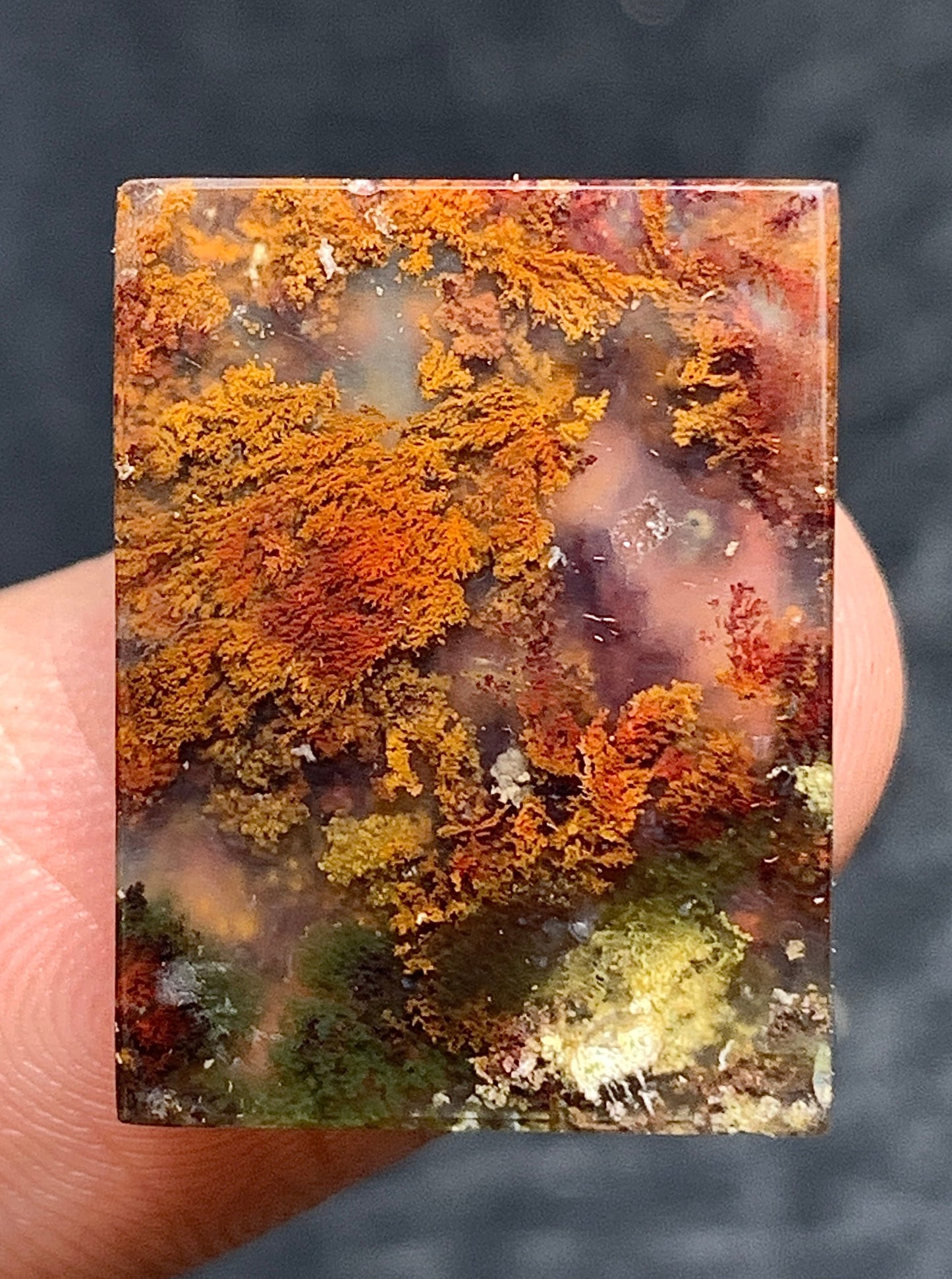 Moss Agate Rectangle Cabochon 18.5x14x4mm