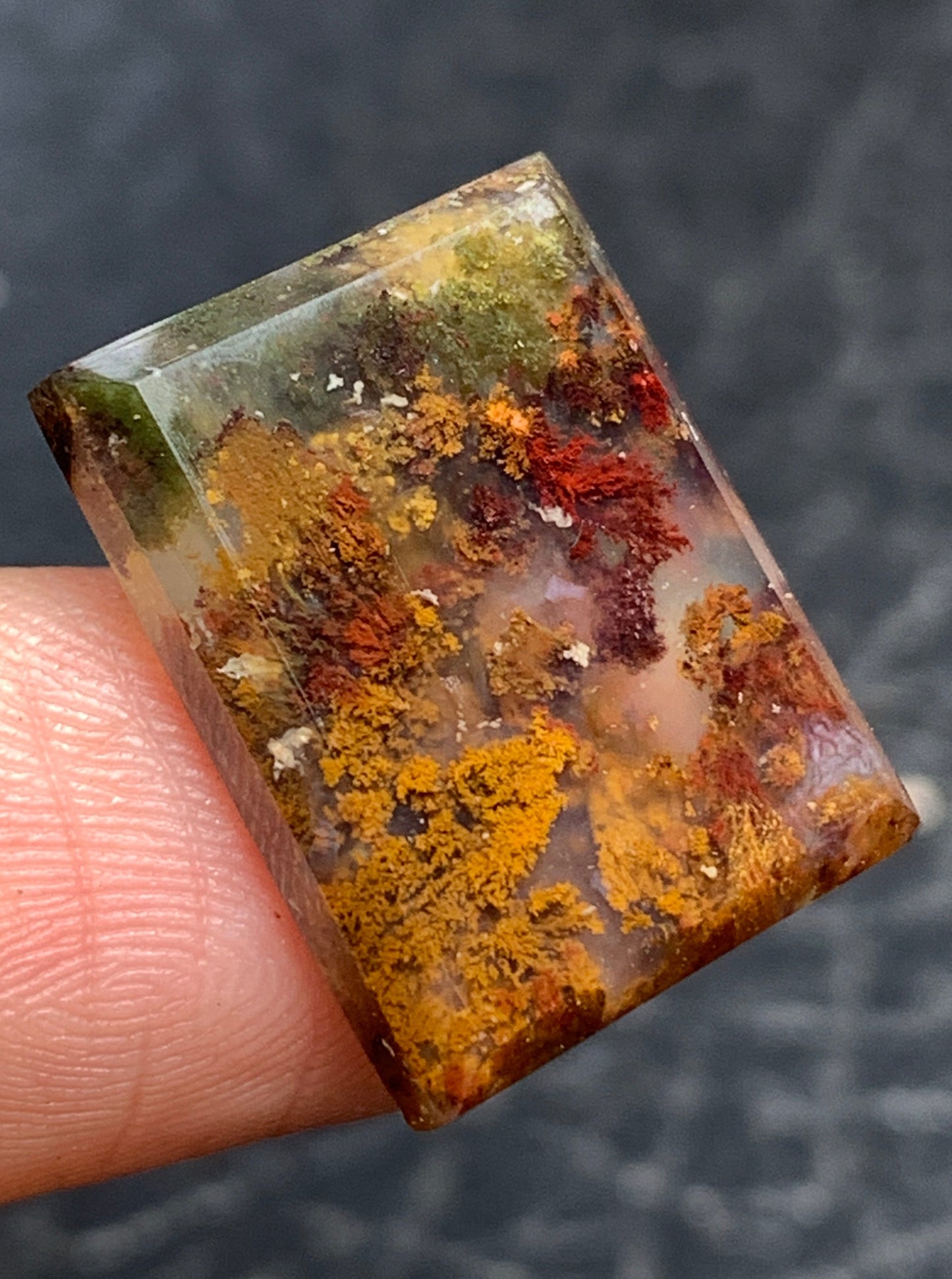 Moss Agate Rectangle Cabochon 18.5x14x4mm