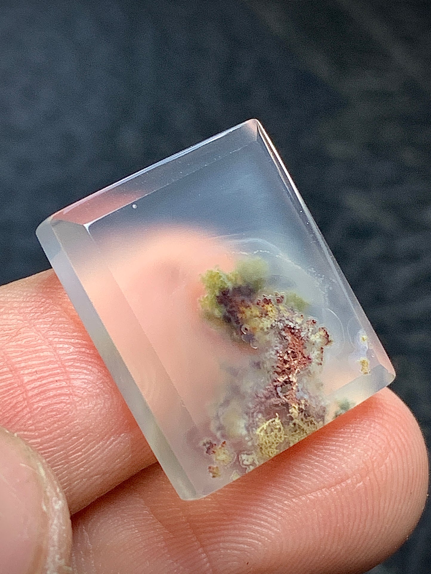 Tiny Scenic Moss Agate Rectangle Cabochon 18x15x4.3mm