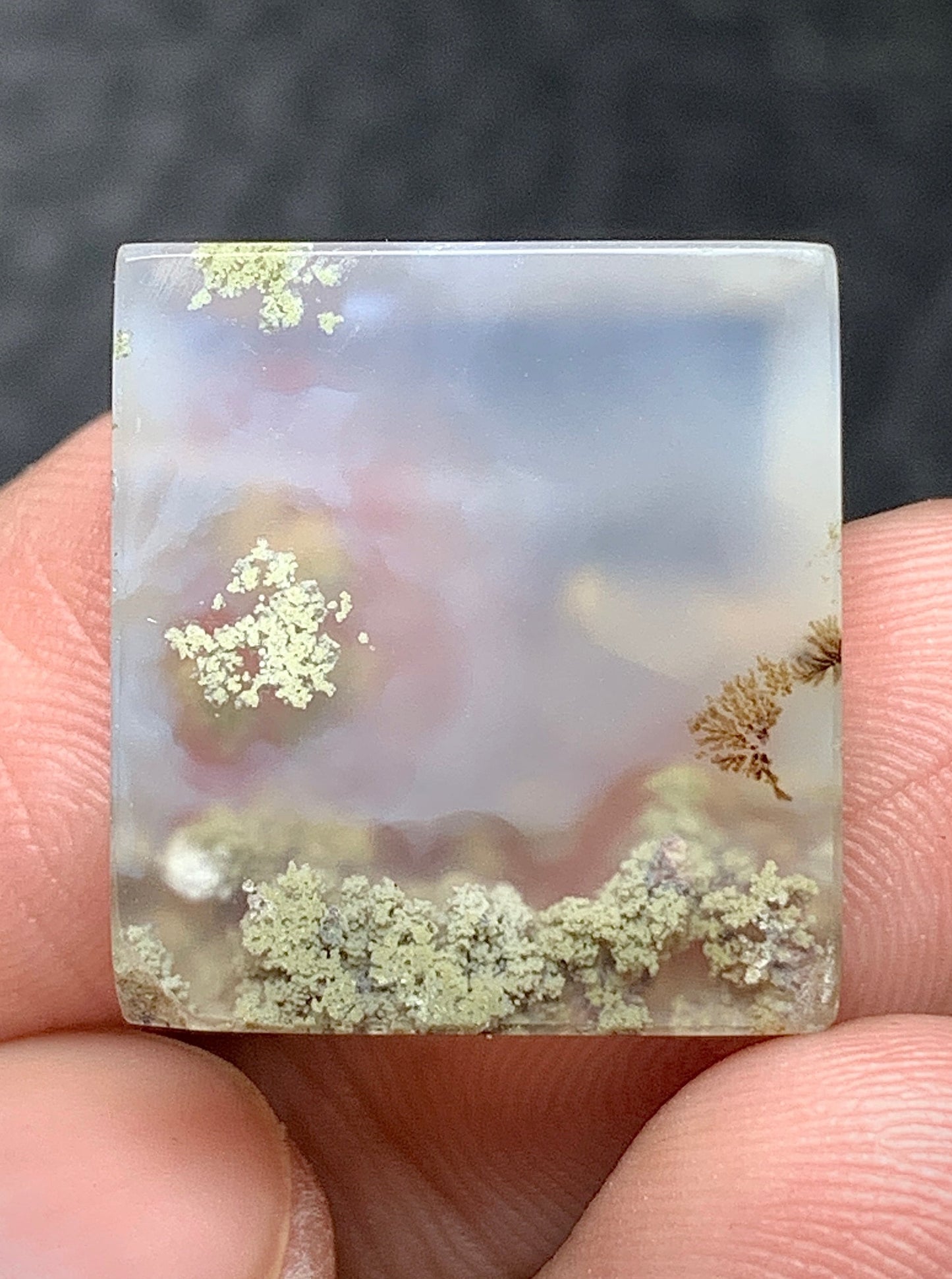 Tiny Scenic Moss Agate Rectangle Cabochon 18x16.7x5mm