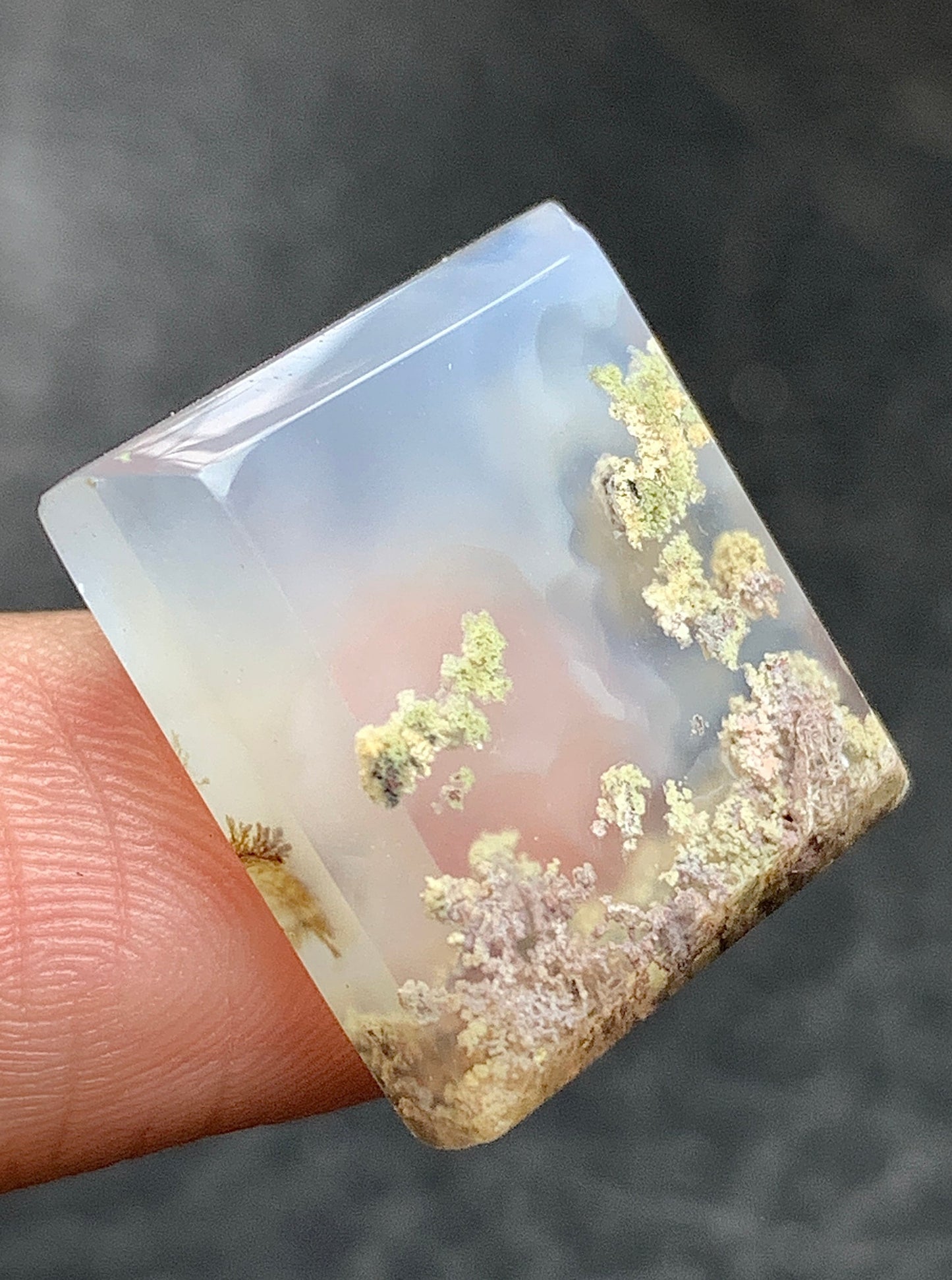 Tiny Scenic Moss Agate Rectangle Cabochon 18x16.7x5mm