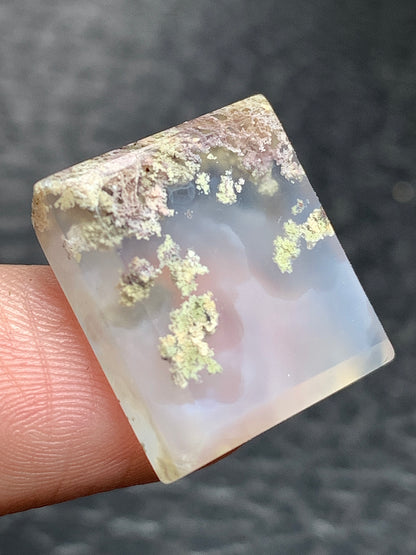 Tiny Scenic Moss Agate Rectangle Cabochon 18x16.7x5mm