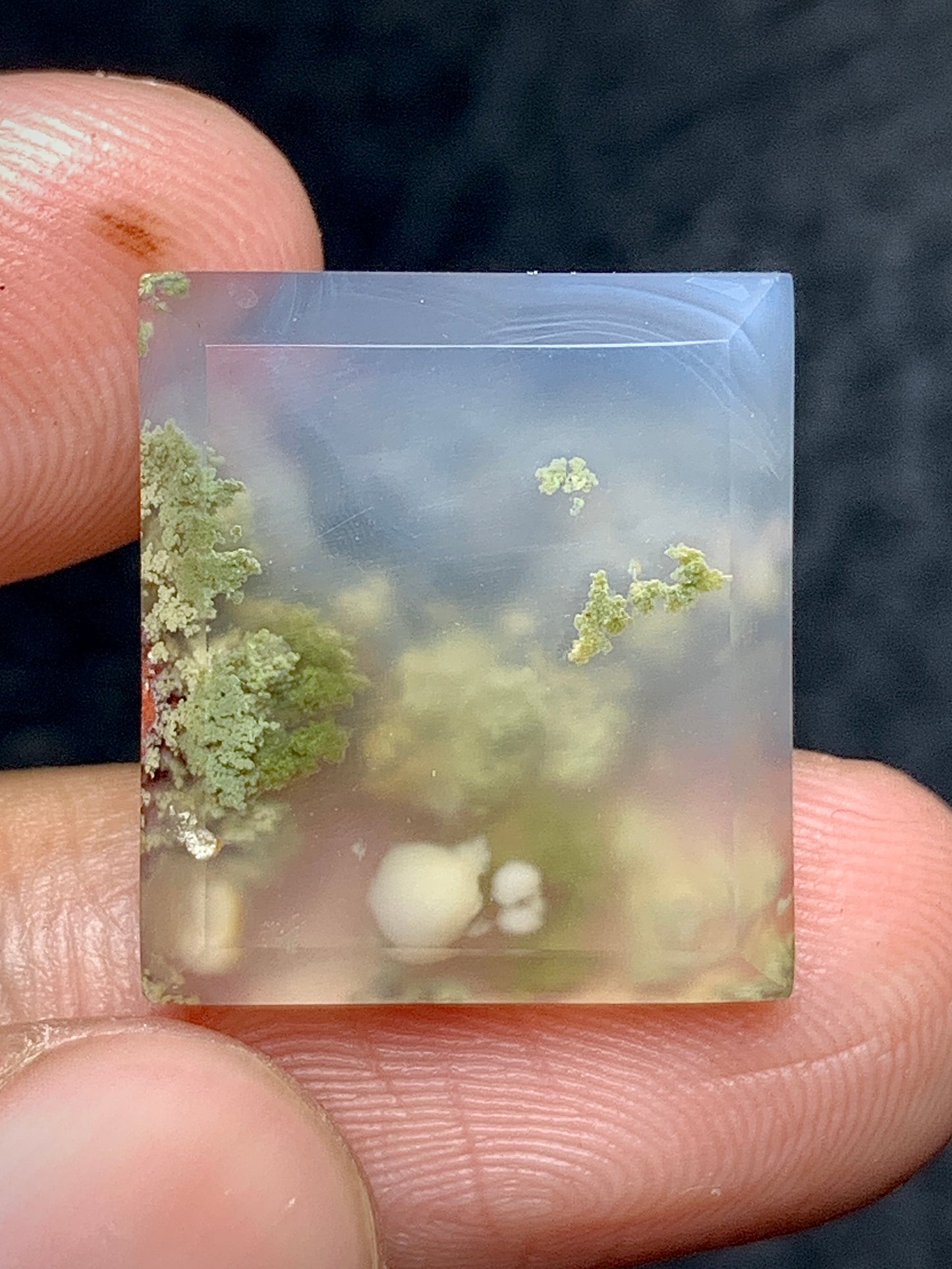 Tiny Scenic Moss Agate Rectangle Cabochon 18x16x4.5mm