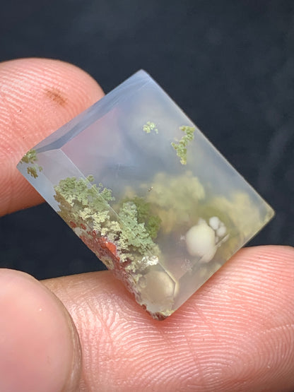 Tiny Scenic Moss Agate Rectangle Cabochon 18x16x4.5mm