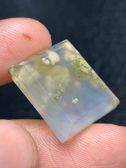 Tiny Scenic Moss Agate Rectangle Cabochon 18x16x4.5mm