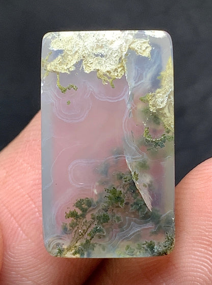 Scenic Moss Agate Rectangle Cabochon 19.5x12.5x4.5mm