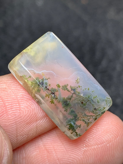 Scenic Moss Agate Rectangle Cabochon 19.5x12.5x4.5mm