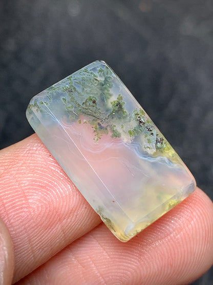 Scenic Moss Agate Rectangle Cabochon 19.5x12.5x4.5mm