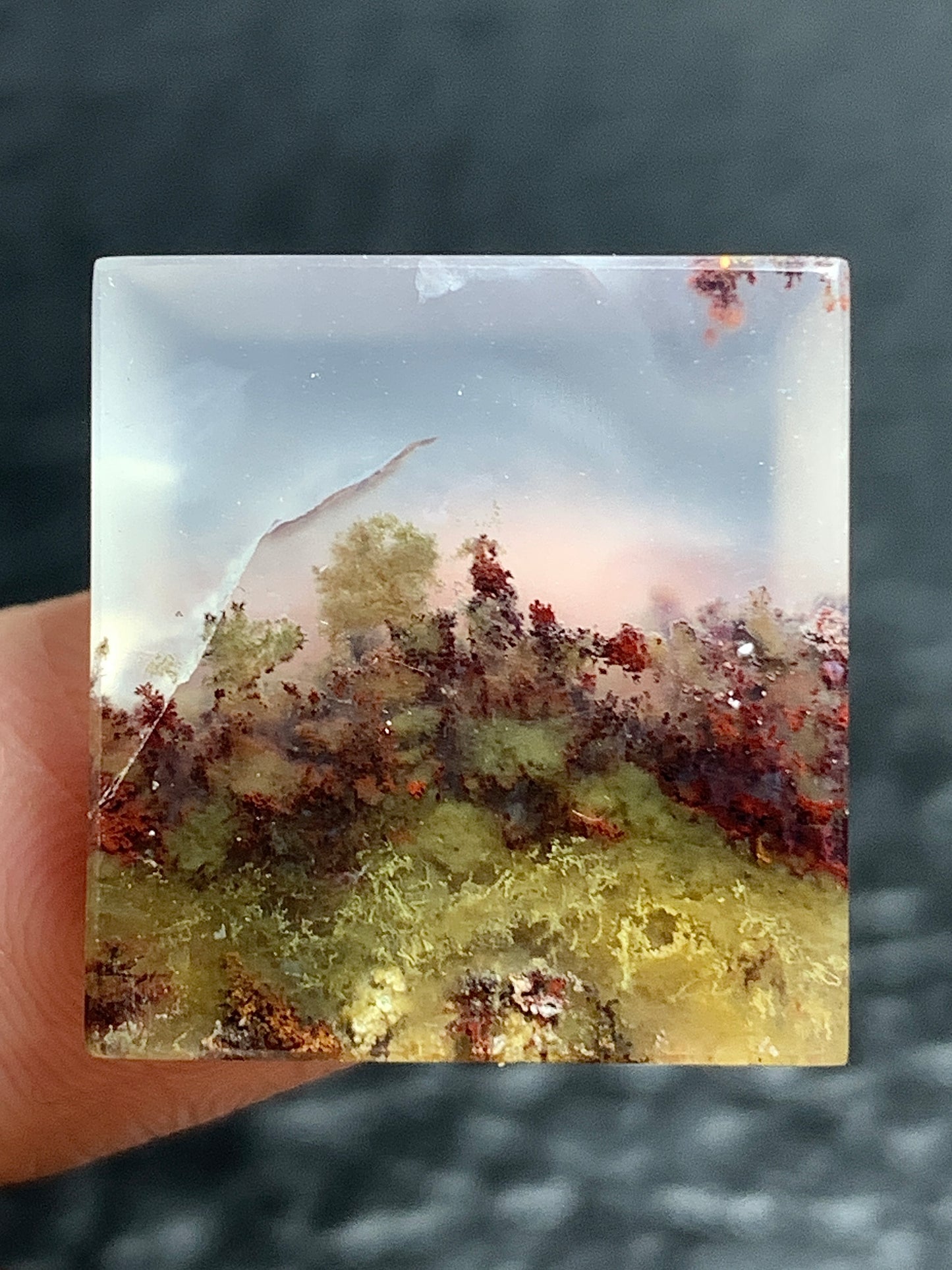 Scenic Moss Agate Rectangle Cabochon 19.7x18.5x6mm