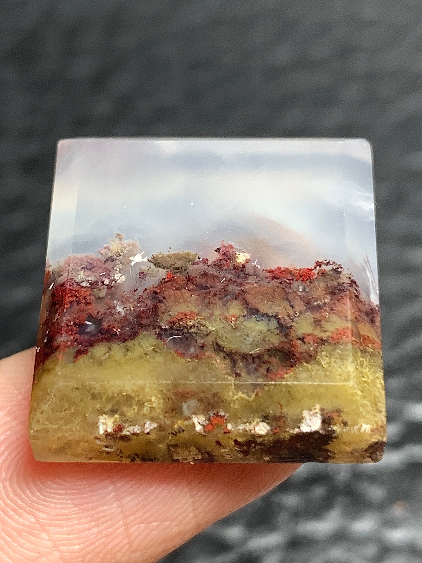 Scenic Moss Agate Rectangle Cabochon 19.7x18.5x6mm