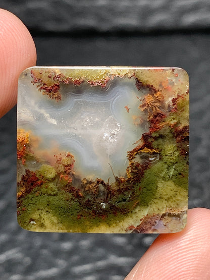 Scenic Moss Agate Rectangle Cabochon 20x19.5x5.5mm