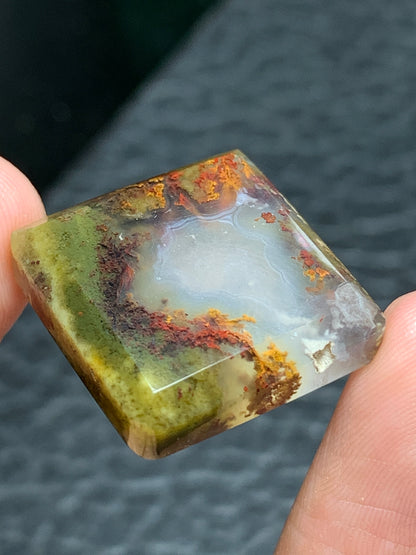 Scenic Moss Agate Rectangle Cabochon 20x19.5x5.5mm