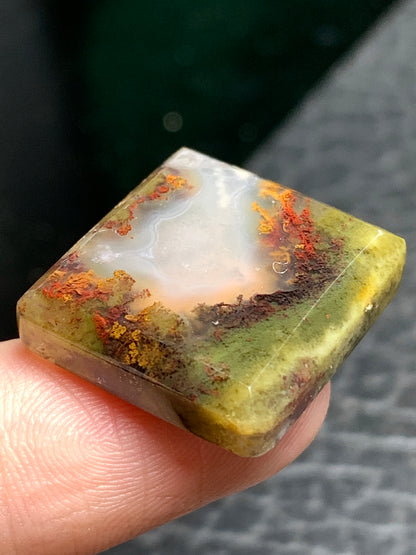 Scenic Moss Agate Rectangle Cabochon 20x19.5x5.5mm