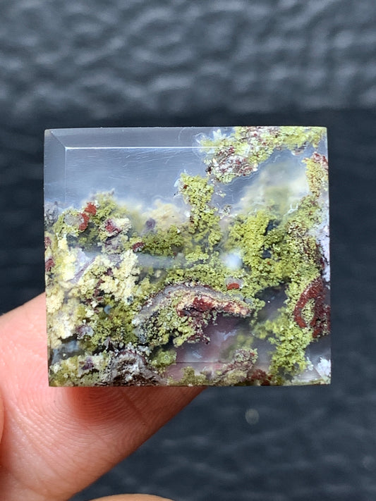 Scenic Moss Agate Rectangle Cabochon 21.2x19.5x5.5mm