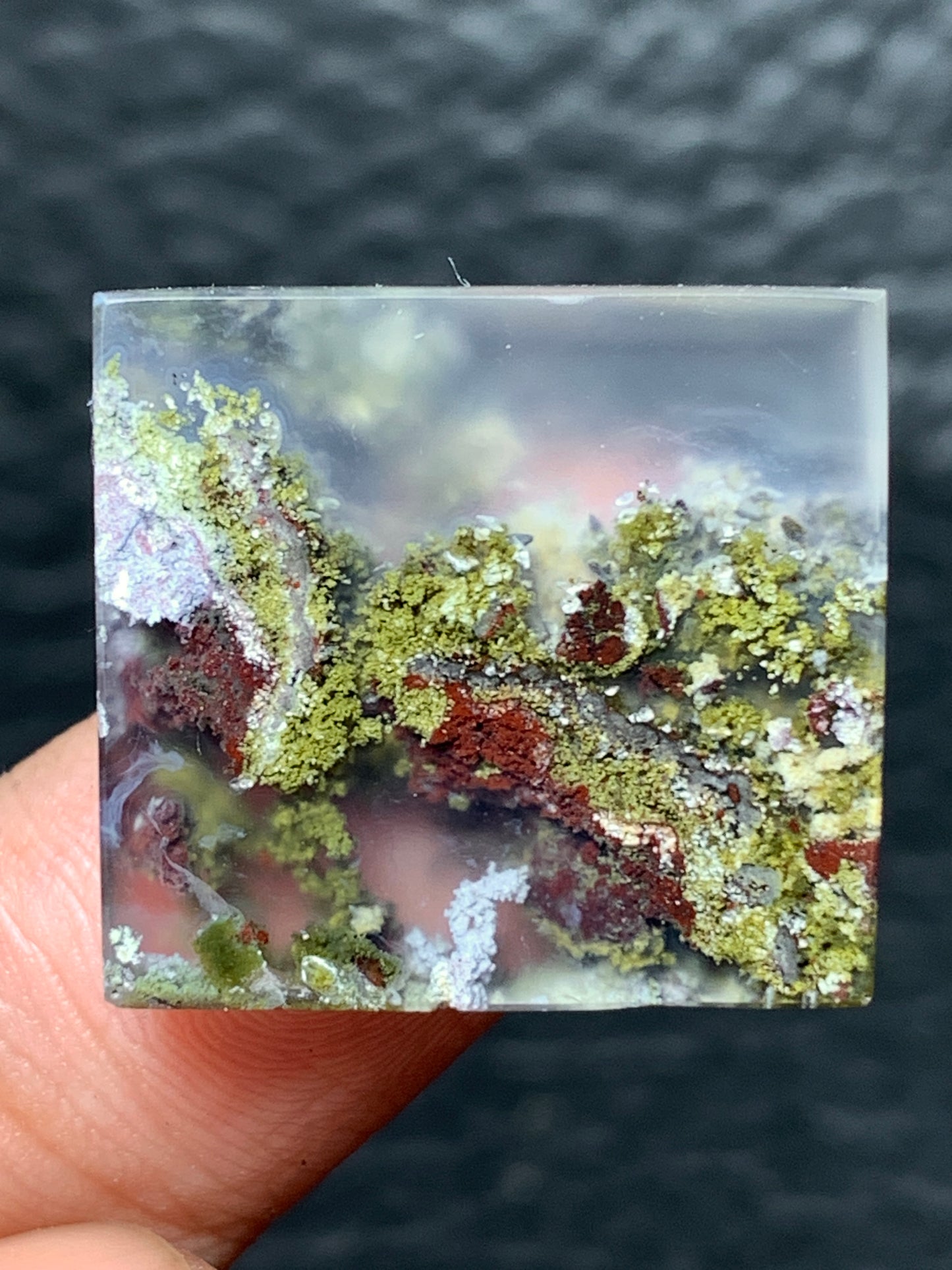 Scenic Moss Agate Rectangle Cabochon 21.2x19.5x5.5mm