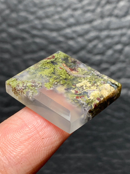 Scenic Moss Agate Rectangle Cabochon 21.2x19.5x5.5mm