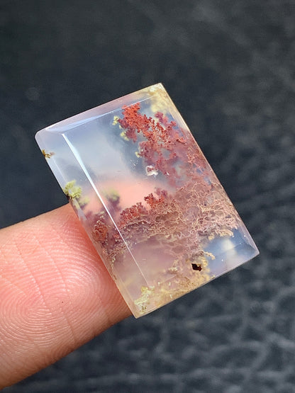 Scenic Moss Agate Rectangle Cabochon 21x15x4.5mm