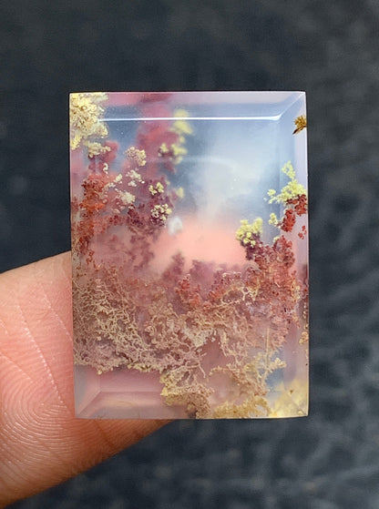 Scenic Moss Agate Rectangle Cabochon 21x15x4.5mm