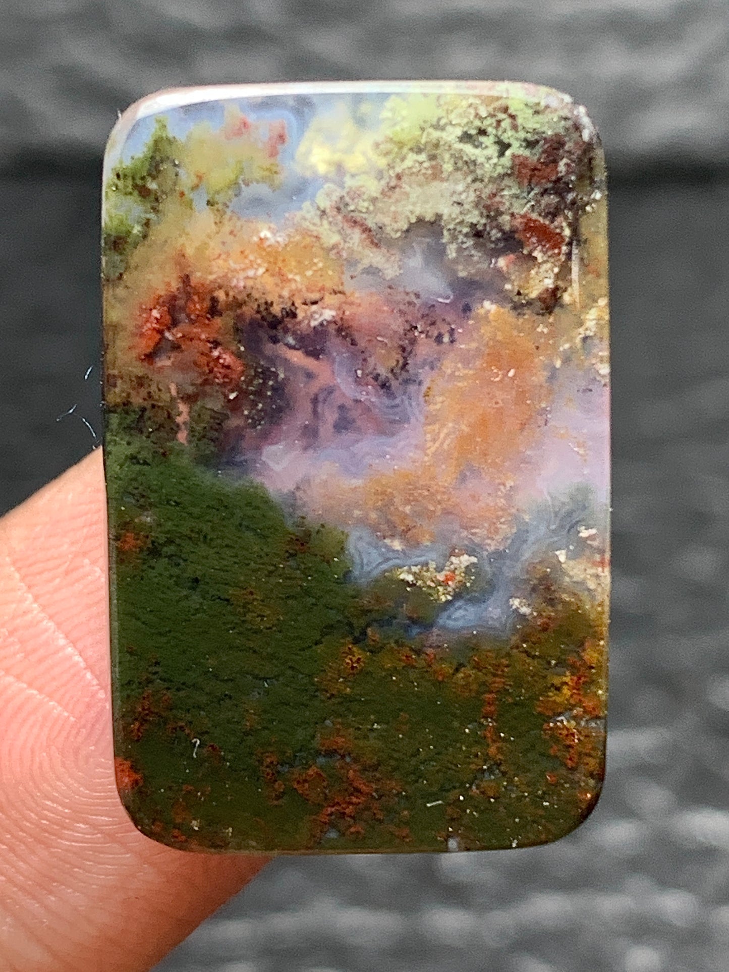 Scenic Moss Agate Rectangle Cabochon 23.3x15.5x5mm