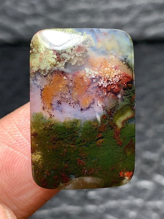 Scenic Moss Agate Rectangle Cabochon 23.3x15.5x5mm