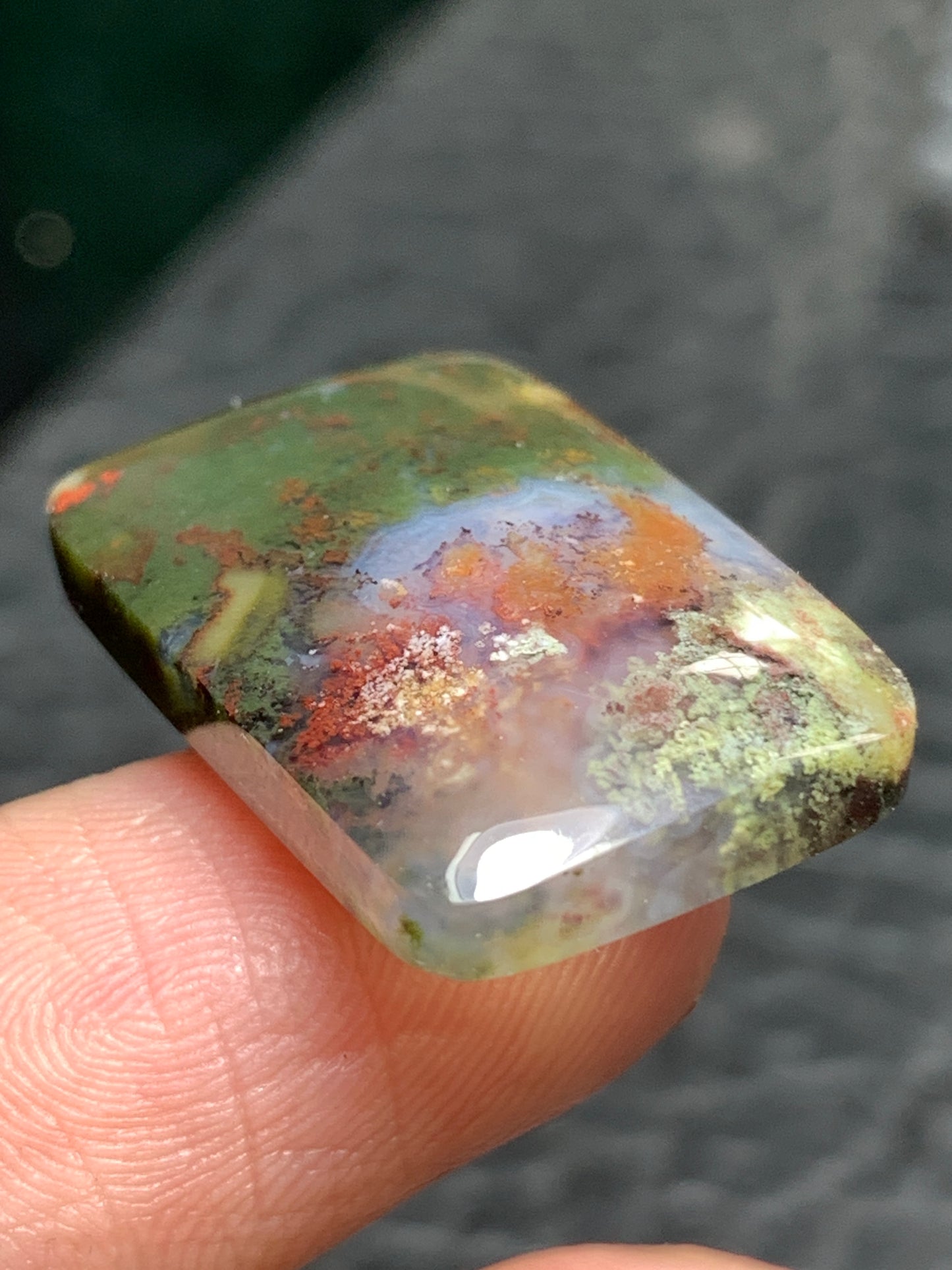 Scenic Moss Agate Rectangle Cabochon 23.3x15.5x5mm