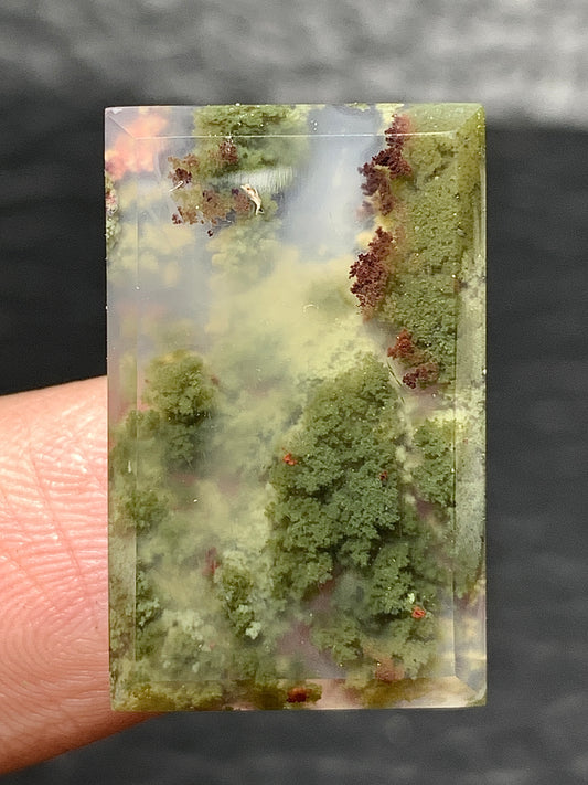 Scenic Moss Agate Rectangle Cabochon 23x19x3.5mm