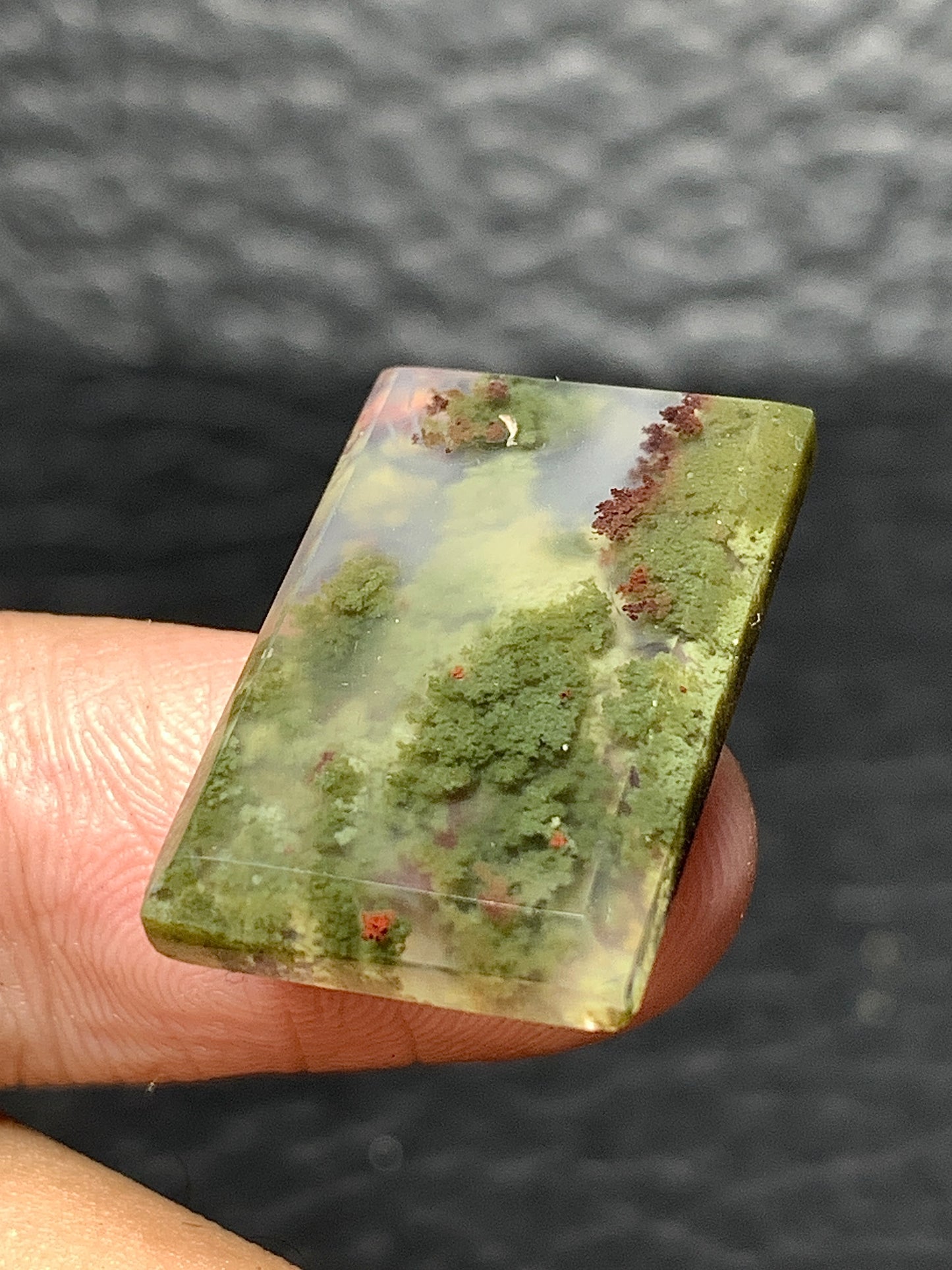 Scenic Moss Agate Rectangle Cabochon 23x19x3.5mm